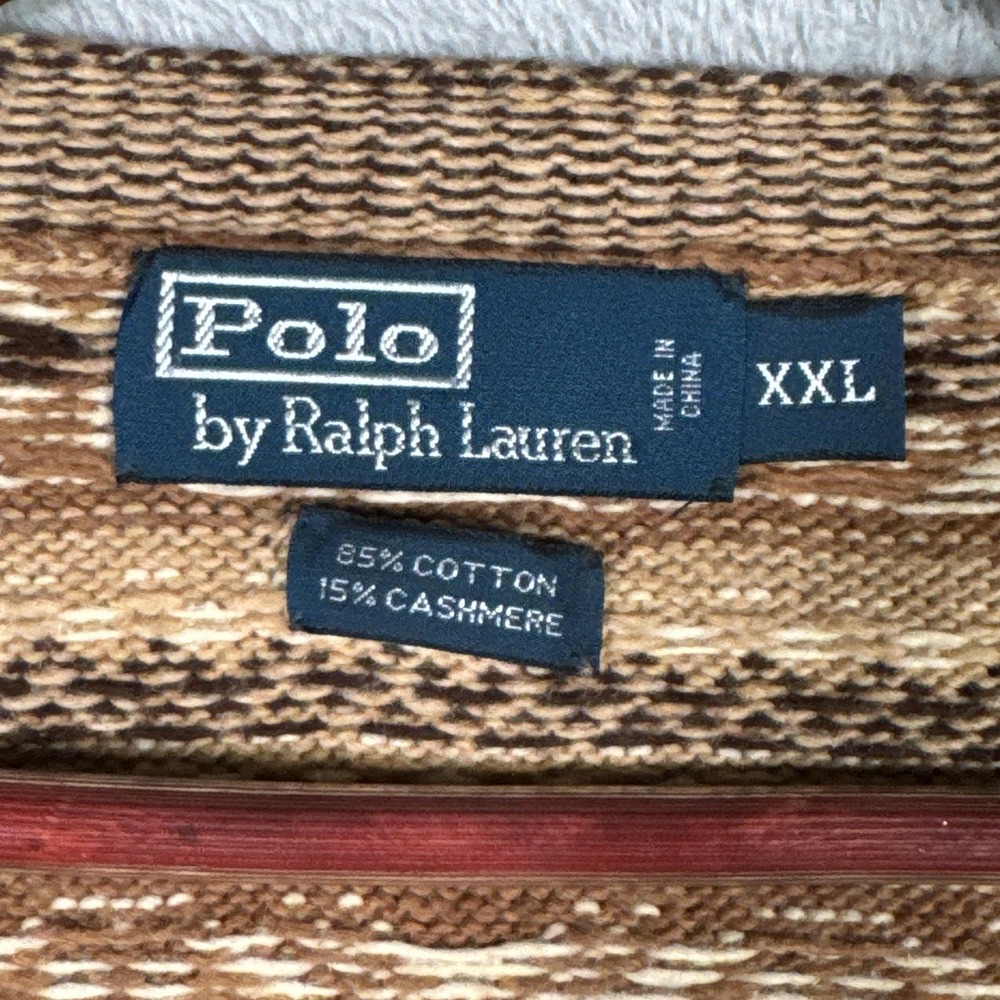 Polo Ralph Lauren Sweater Vest Mens 2XL Brown Cashmere Fair Isle Knit Vintage - Picture 3 of 8